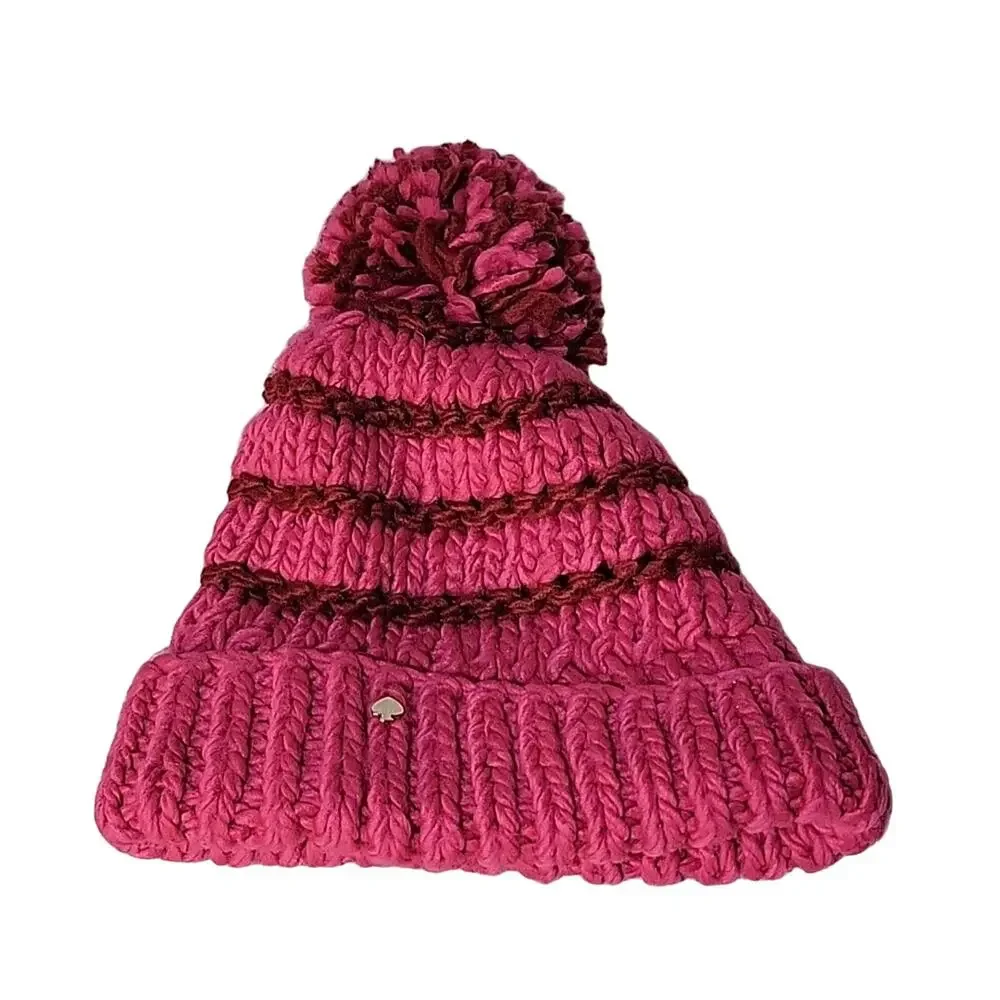 Kate Spade New York Knit Hat with Pom, Pink - Picture 1 of 6